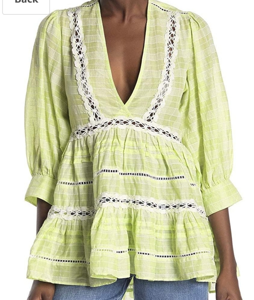 Free People Lime Colored Time Out Tunic Top  in XS